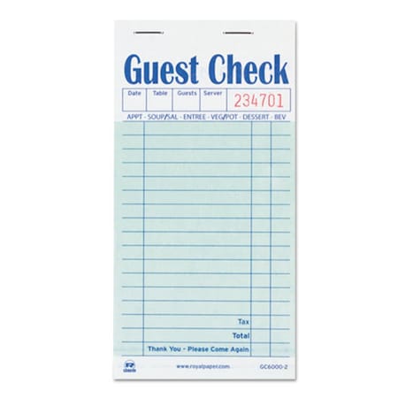 Rpp 3.5 x 6.7 in. Guest Check Book GC60002